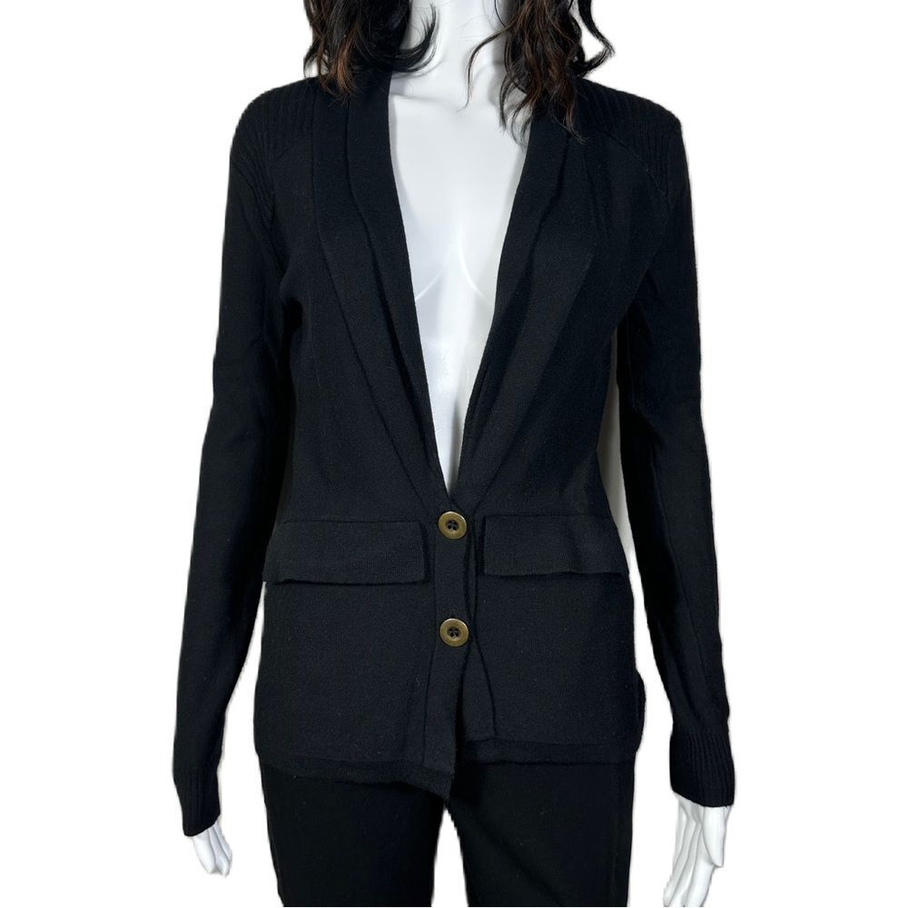 Central Park West Womens Cardigan Black Front Button Sweater Size XS
